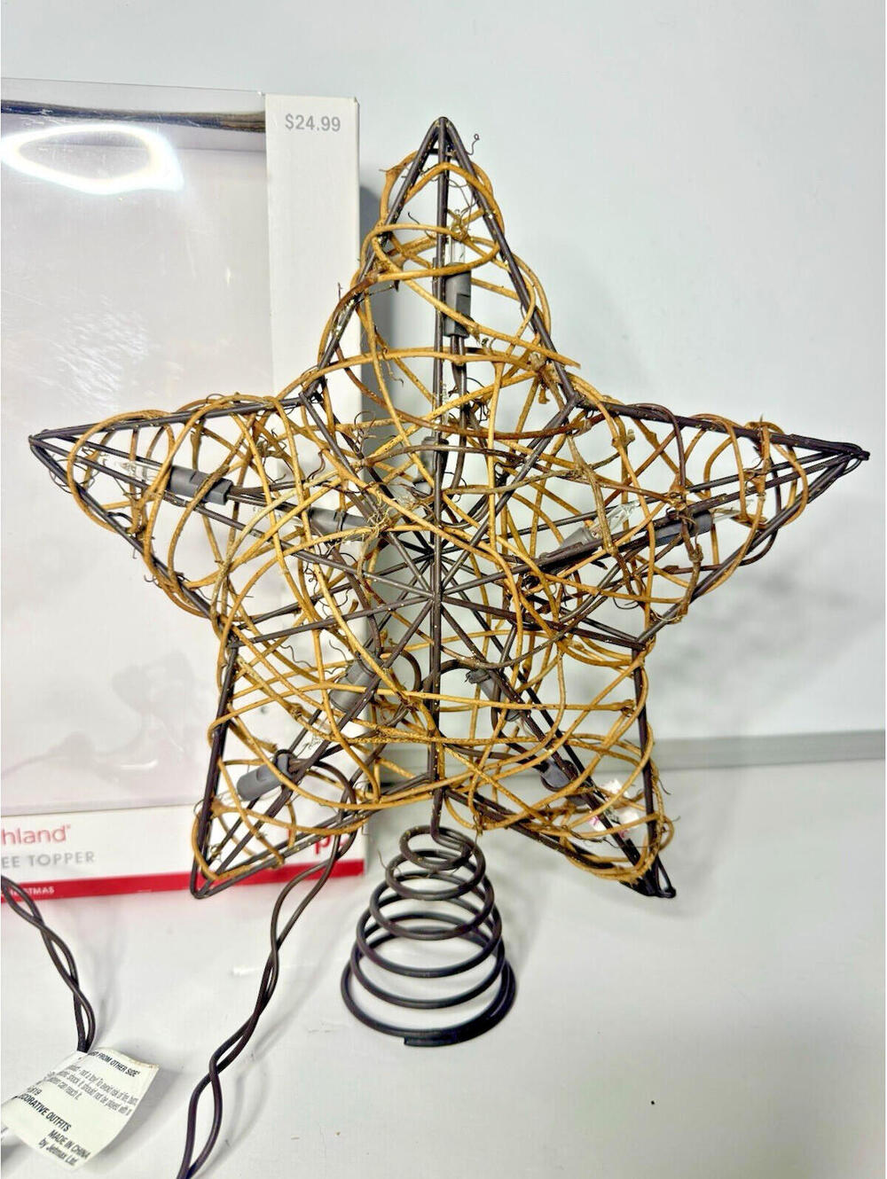 Lit Tree Star Topper Ashland Christmas Warm White Light 24" Cord Indoor Outdoor